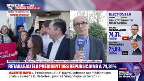 Présidence LR: pour Éric Woerth (Ensemble), "les militants ont validé l'idée qu'on peut être LR et travailler au gouvernement", après la victoire de Bruno Retailleau