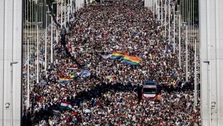 Budapest Pride parade attracts more than 100,000 marchers after government ban