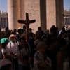 Workers install Sistine Chapel stove where ballots are burned during papal conclave