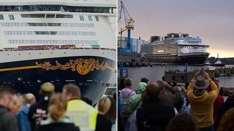 Police storm Disney's giant new cruise ship as it docks in Germany days after vessel was launched