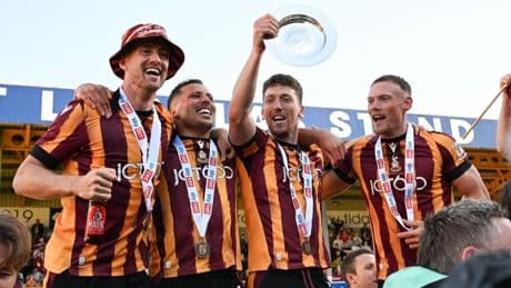 ‘Celebrating with someone’s nan’s dinner plate’ – Bradford trolled over trophy for finishing third in League Two