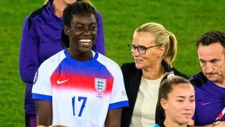 Michelle Agyemang displays true colours as she shows Sarina Wiegman how she feels