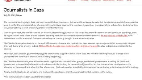 Media union backtracks on Gaza statement that blamed Israel alone for the ongoing war