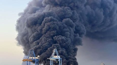 Huge fireball erupts after fuel depot at major port hit by drone strike