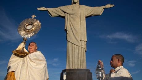Catholics call for environmental action at Rio de Janeiro's iconic Christ the Redeemer statue