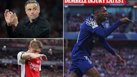 Ousmane Dembele's injury update ahead of Champions League second leg with Arsenal after limping off at the Emirates with a hamstring issue