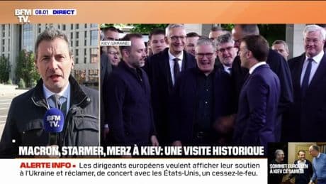 "Une visite historique": Emmanuel Macron, Keir Starmer et Friedrich Merz en visite à Kiev