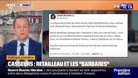 ÉDITO - Débordements en marge de la victoire du PSG: "Bruno Retailleau est critiqué pour avoir qualifié les casseurs de 'barbares'"