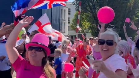 Inside the ‘Pink Ladies’ anti-migrant protests at Canary Wharf hotel