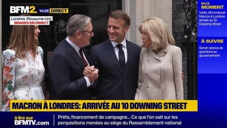 Emmanuel Macron accueilli par le Premier ministre britannique Keir Starmer au 10 Downing street