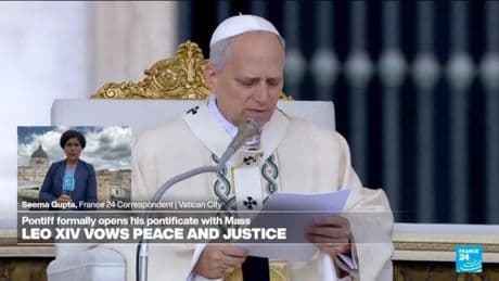 Pope Leo XIV vows peace and justice in first Mass of his pontificate