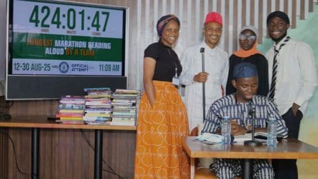 A Nigerian group attempts a 431-hour reading marathon to set a Guinness World Record