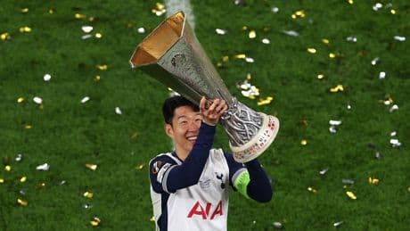 Tottenham captain Heung-min Son suffers head injury in Europa League trophy mishap: ‘Somebody pushed me!’