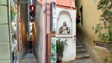 This street in Europe is just 50cm wide and has traffic lights so tourists don’t get stuck