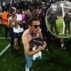 Thousands of PSG fans invade the pitch to tear down the goals and rip up the grass as they celebrate finally winning the Champions League