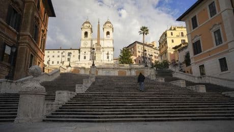 An 80-year-old drives a luxury Mercedes sedan down Rome's Spanish Steps and gets stuck