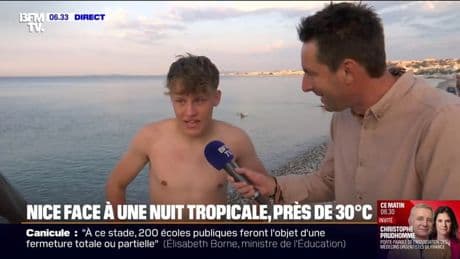 Nice: alors que les températures frôlent les 30°C ce matin, des touristes se baignent au levé de soleil