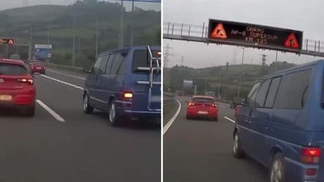 El temerario cambio de carril que realiza una furgoneta en una autopista dirección a Bilbao: “Lo de guardar la distancia de seguridad para otro día”