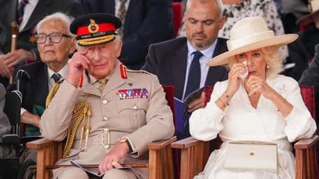 King Charles and Queen Camilla in tears during emotional VJ Day celebrations