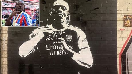 Arsenal fans erect Eberechi Eze mural near the Emirates OVERNIGHT - after dramatically hijacking Tottenham's move for Crystal Palace star
