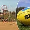 Watch the bizarre moment a seagull is KO'd during footy match: 'One in a million shot'