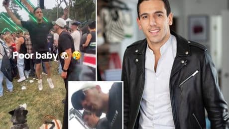 Tech CEO blasted as ‘dog abuser’ after he’s captured helping friend bring husky into loud music festival