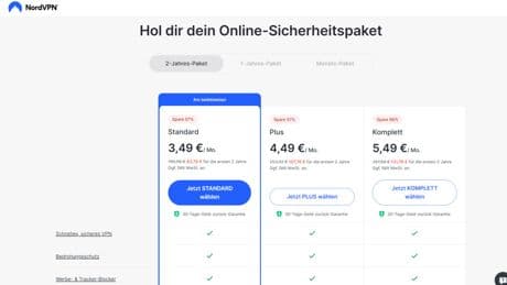 Das kosten die NordVPN-Pakete in den Abo-Varianten