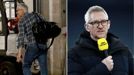 Gary Lineker in high spirits as he arrives for last-ever Match of the Day
