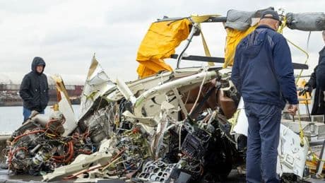 Haunting images of doomed New York helicopter wreckage after crash kills six people