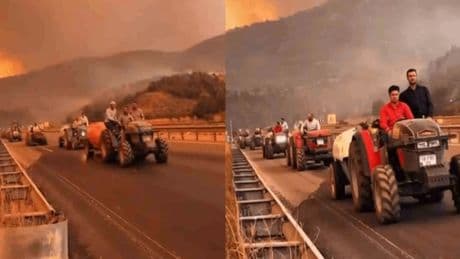 Traktörlerle insanlık konvoyu: Yangınla savaşa cepheye gider gibi gittiler