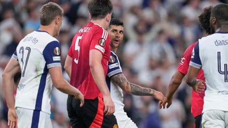 Cristian Romero and Harry Maguire pulled apart in post-match clash after Tottenham beat Man United in final