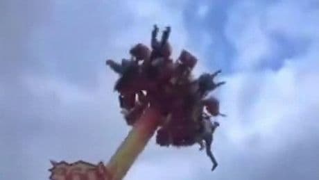 Terrifying moment boy, 13, thrown from theme park ride after falling from seat