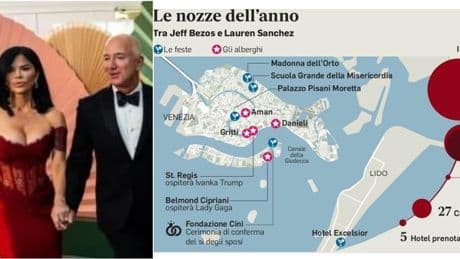 Matrimonio Bezos, chi sono gli ospiti: tra i super-vip spunta anche Bill Gates. A Venezia un centinaio di jet privati