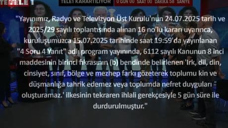 TELE1 ekranı karartıldı