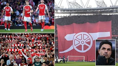 Arsenal are told they 'fumbled their biggest game in 16 years' by furious supporters group - after pre-match tifo against PSG was mocked on social media