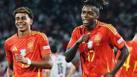 El baile Nico Williams y Lamine Yamal para celebrar uno de los goles