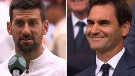 Novak Djokovic celebrates after breaking Roger Federer 'curse' at Wimbledon