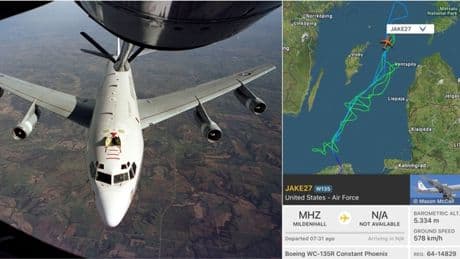 Jet americano nuclear sniffer nel Baltico, 7 ore davanti a Kaliningrad a caccia di potenziali esplosioni