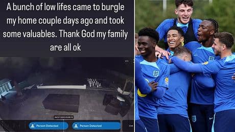 England international takes aim at 'a bunch of low life' burglars who robbed his London home - with ex-Premier League star now playing abroad