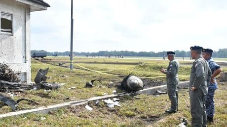 One of Malaysia's F/A-18 Hornets burst into flames during take-off, just as the country seeks to buy 33 more of the jets