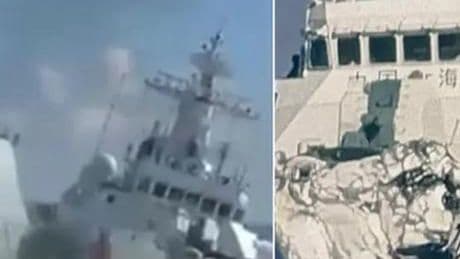 Son Dakika! Çin sahil güvenlik gemisi, Filipinler gemisini kovalarken kendi savaş gemisine çarptı!