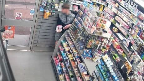 Youth caught on camera jumping behind corner shop counter to steal box of vapes