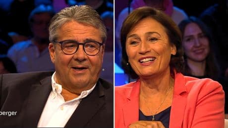 Als Gabriel einen Witz über seine Frau reißt, muss Maischberger lachen