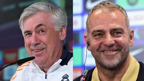 Ruedas de prensa de Flick y Ancelotti antes de la final de la Copa del Rey entre el Barcelona y Real Madrid
