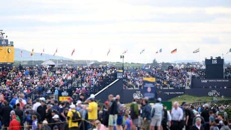 TV star sends The Open fans ducking for cover after firing wayward shot into the stands