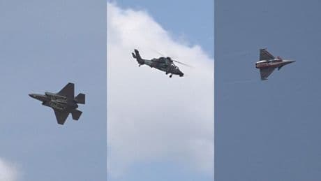 Avion de chasse F-35, hélicoptère d’attaque Tigre, Rafale... Les images du défilé aérien au Salon du Bourget