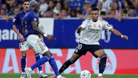 Sibo, jugador del Oviedo, se sincera sobre la posible falta previa al primer gol de Mbappé: "Cuando veo el vídeo luego…"