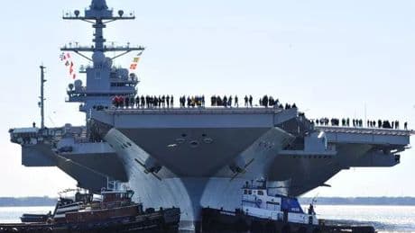 World's most powerful warship arrives in Europe as US flexes muscles over global tensions