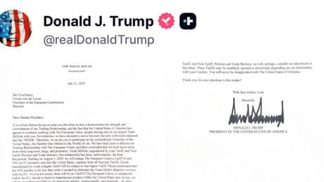 Droits de douane à 30% : que trouve-t-on dans la lettre de Trump à l’Europe ?