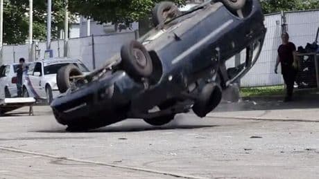 Stunt show chaos as rolling car wipes out crowd injuring 7 including 3 children